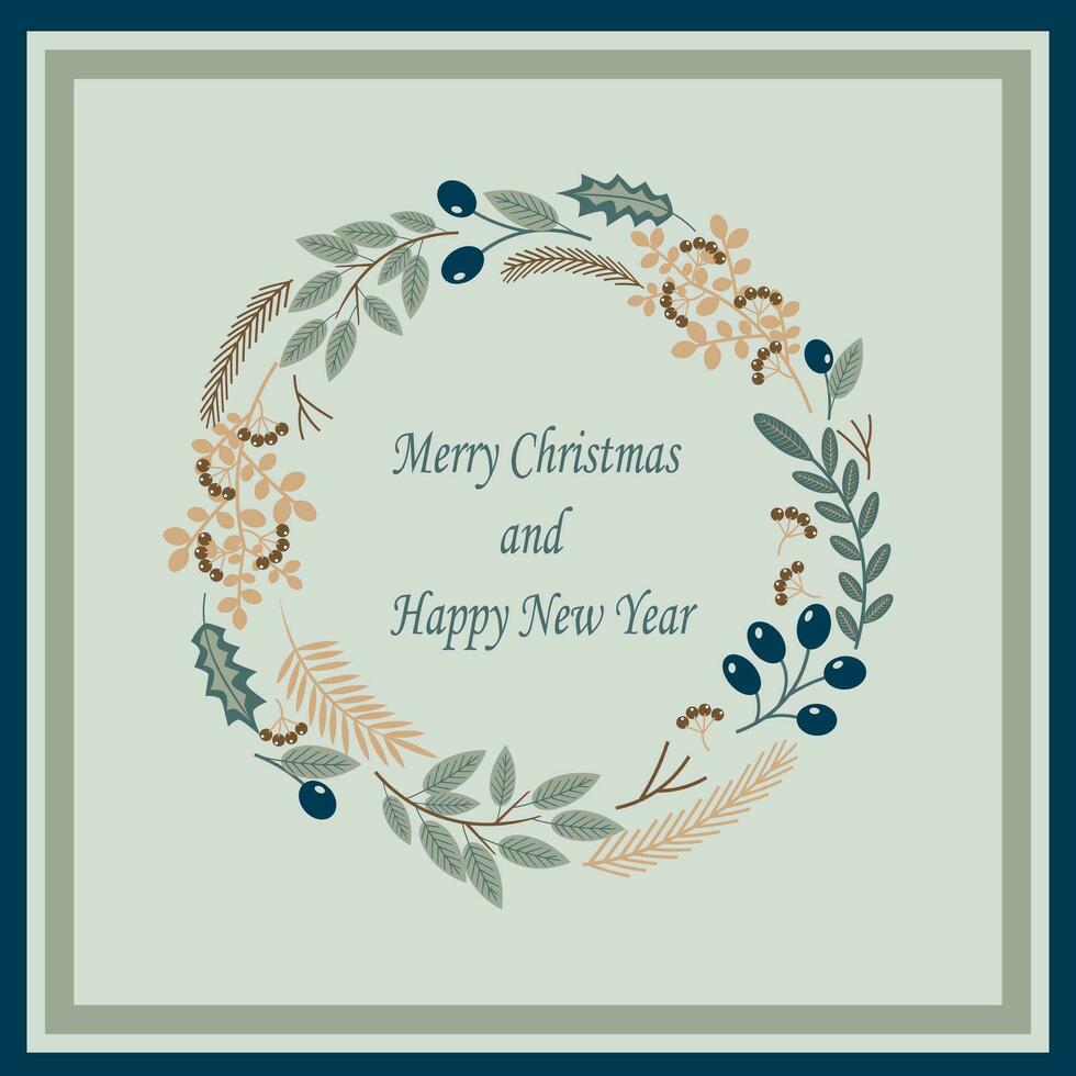 Christmas wreath. Abstract vector holiday card template. EPS10