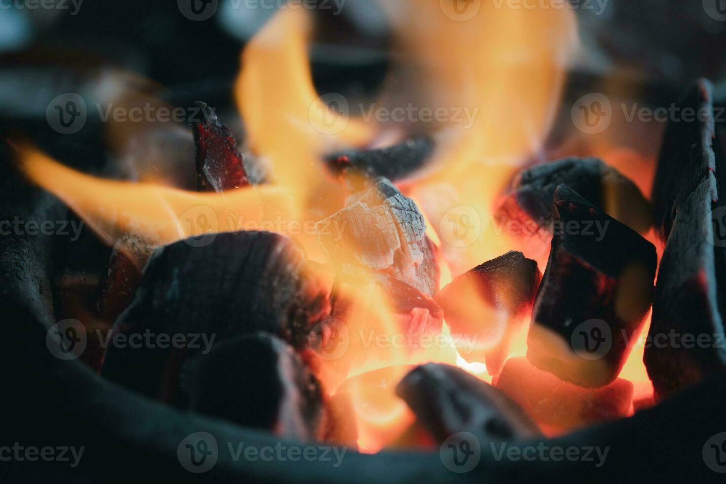 Burn charcoal in stove for cooking photo