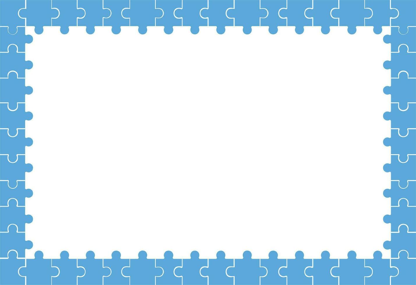 abstract background light blue puzzle frame with blank space. Rectangular shape. vector