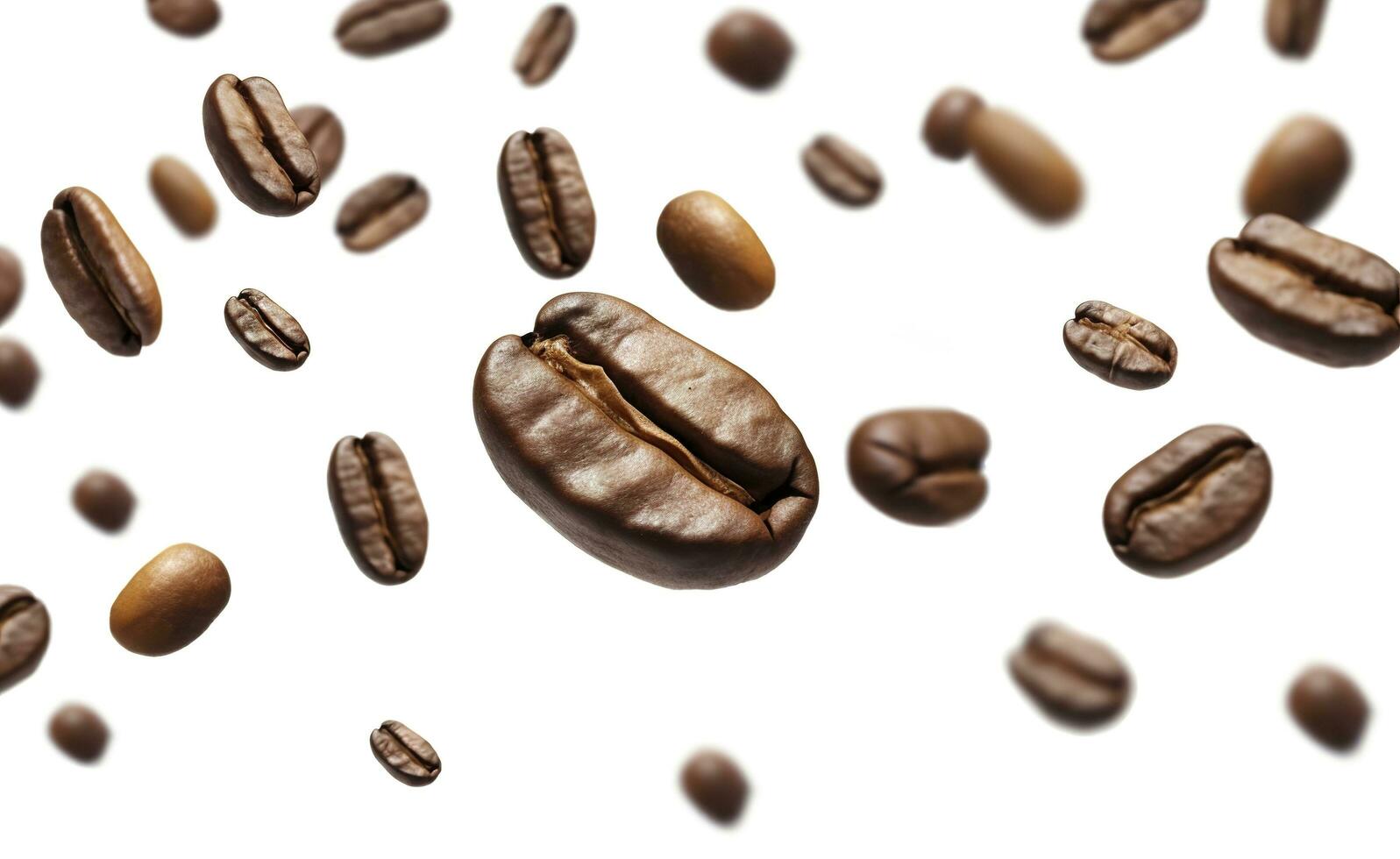 Coffee Bean flying on white background, 3d illustration. Generative AI photo