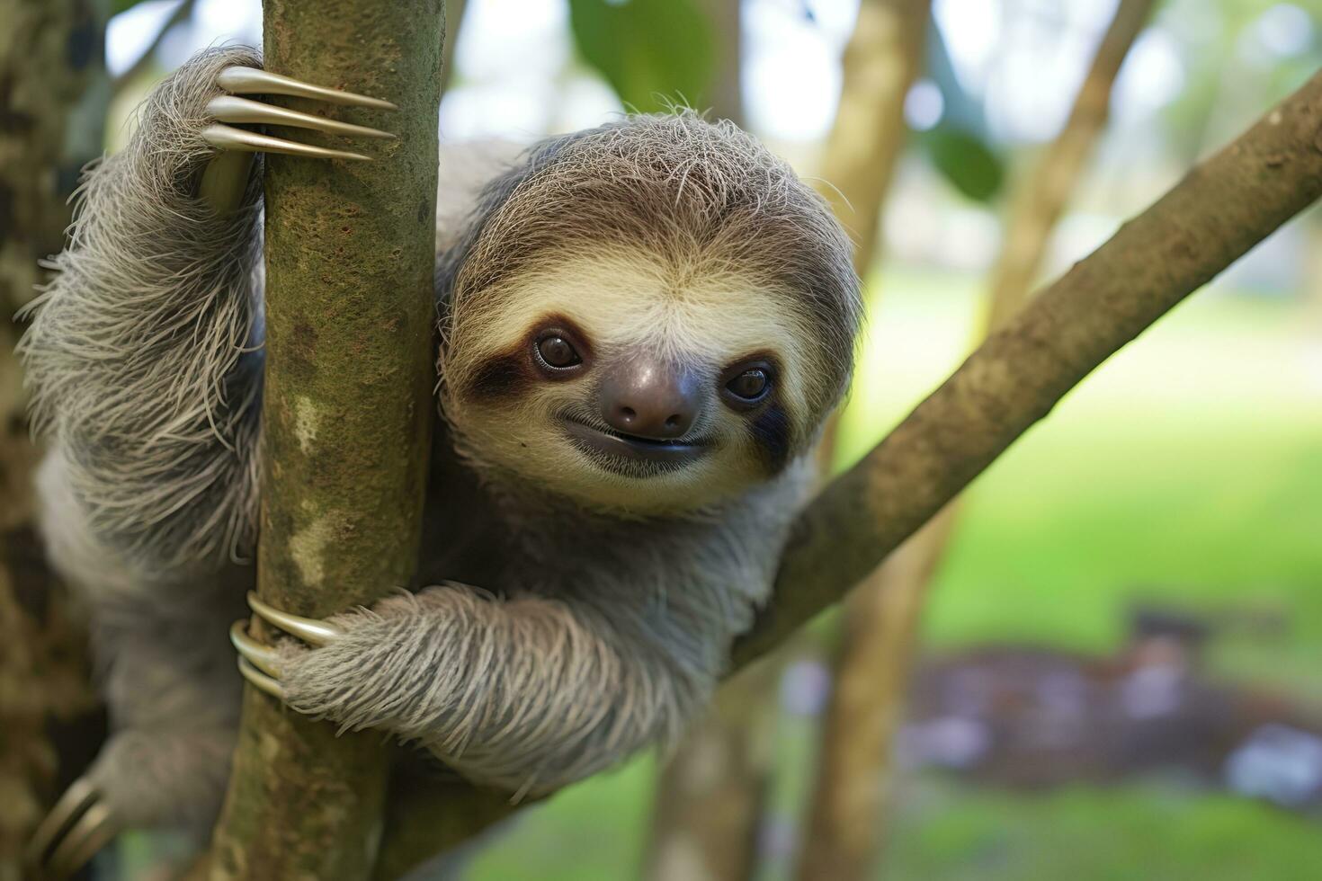 Baby Sloth in Tree in Costa Rica. Generative AI photo