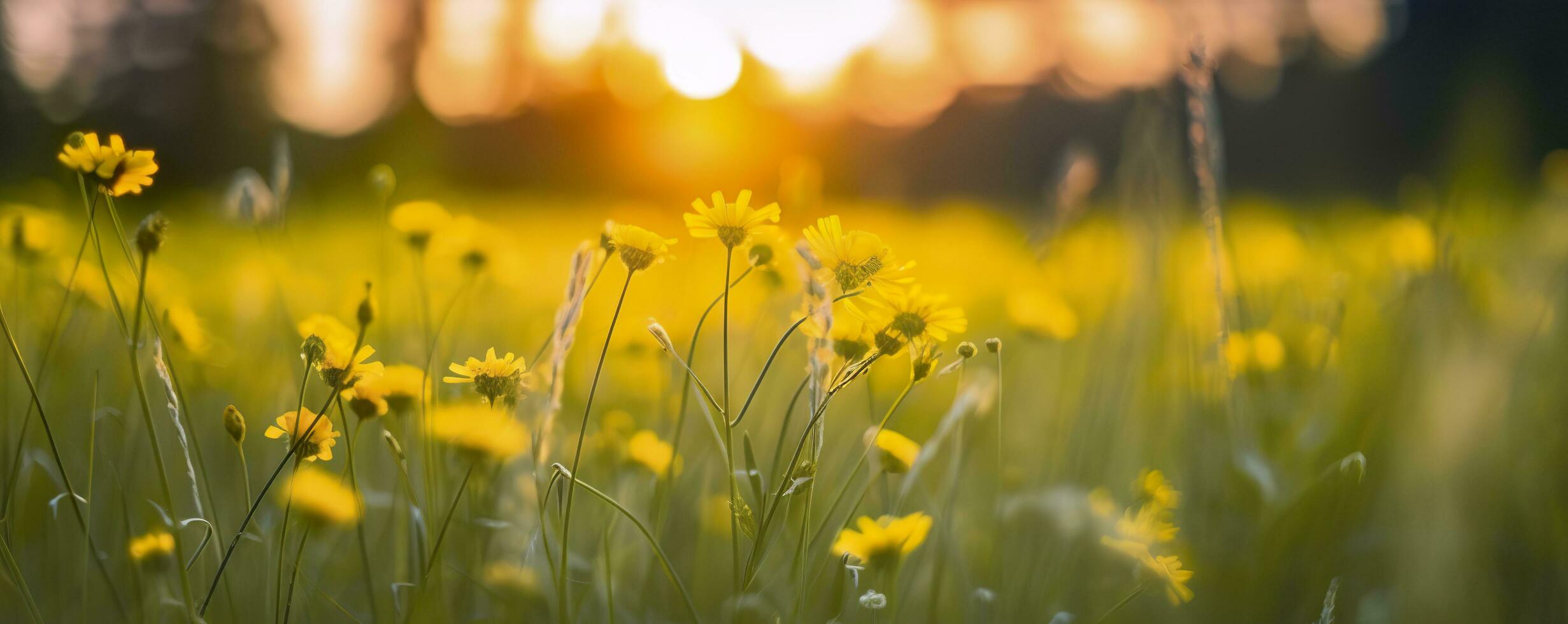 Tranquil spring summer nature closeup and blurred forest background. Generative AI photo
