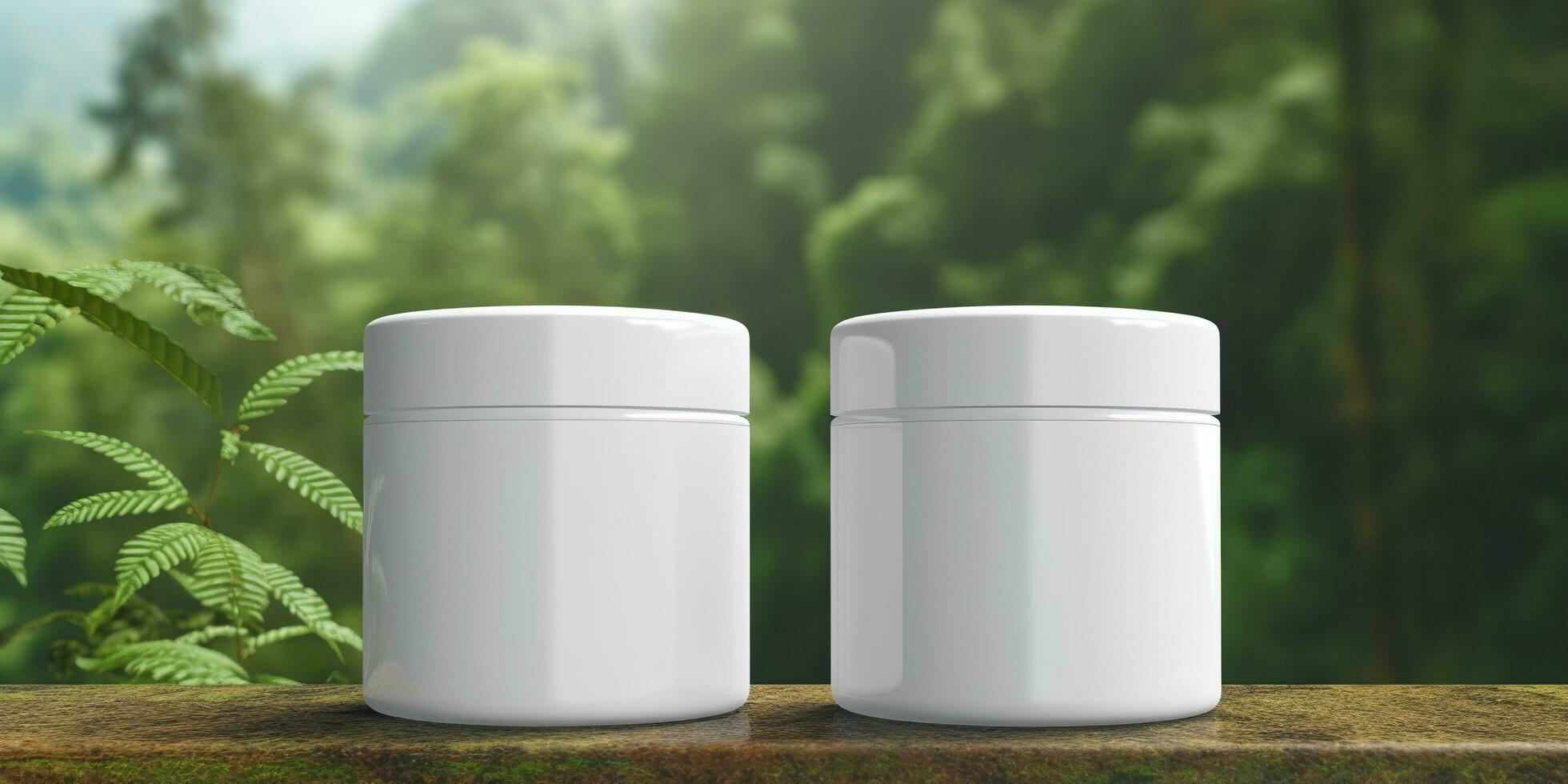 A mock up white cosmetic container. Generative AI photo