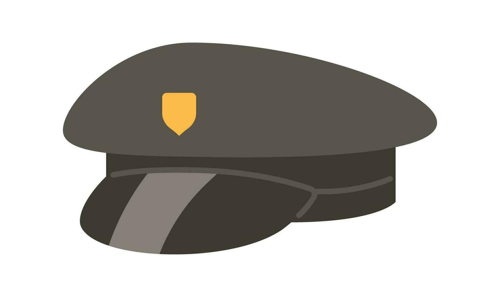 Policeman hat 2D cartoon object. Uniform police officer accessory isolated vector item white background. Security staff. Law enforcement uniform cap headwear color flat spot illustration