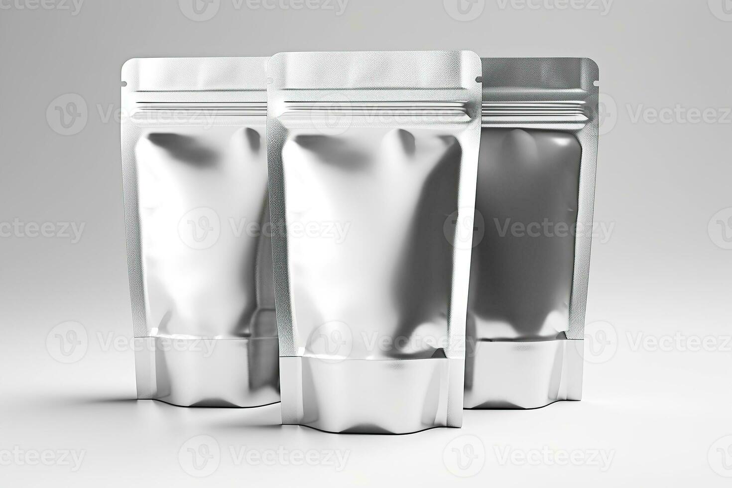 A packaging white carton or pouches bag with light silver ml packaging template illustration stock photo Generative AI