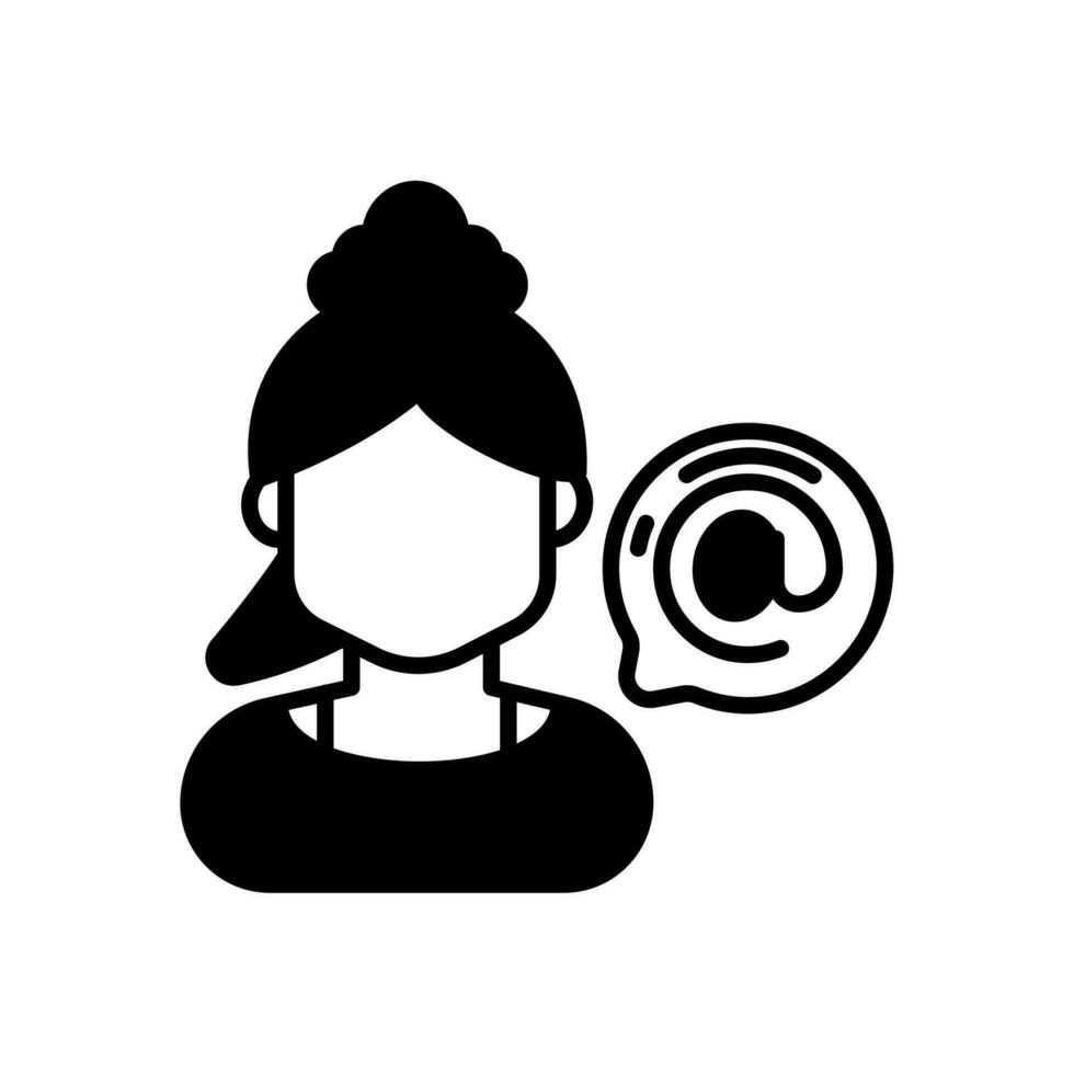 Mentions icon in vector. Illustrationmentions, rate of, cites, quotes, names, woman, female influencer, calls, inputs, note, vector