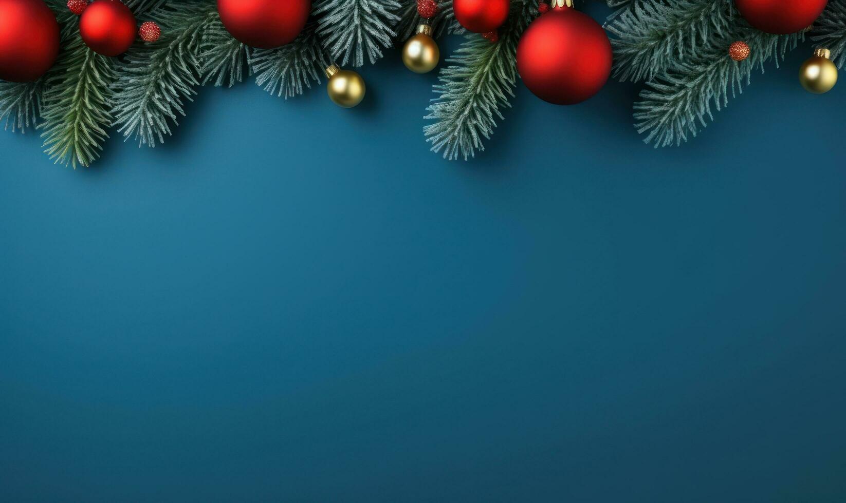 christmas frame border blue background AI Generated photo
