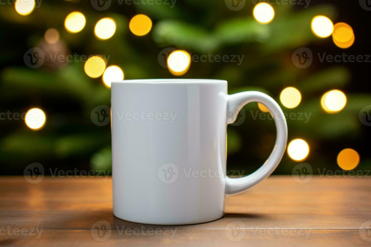 Blank white ceramic mug, with cozy glowy background AI Generated photo