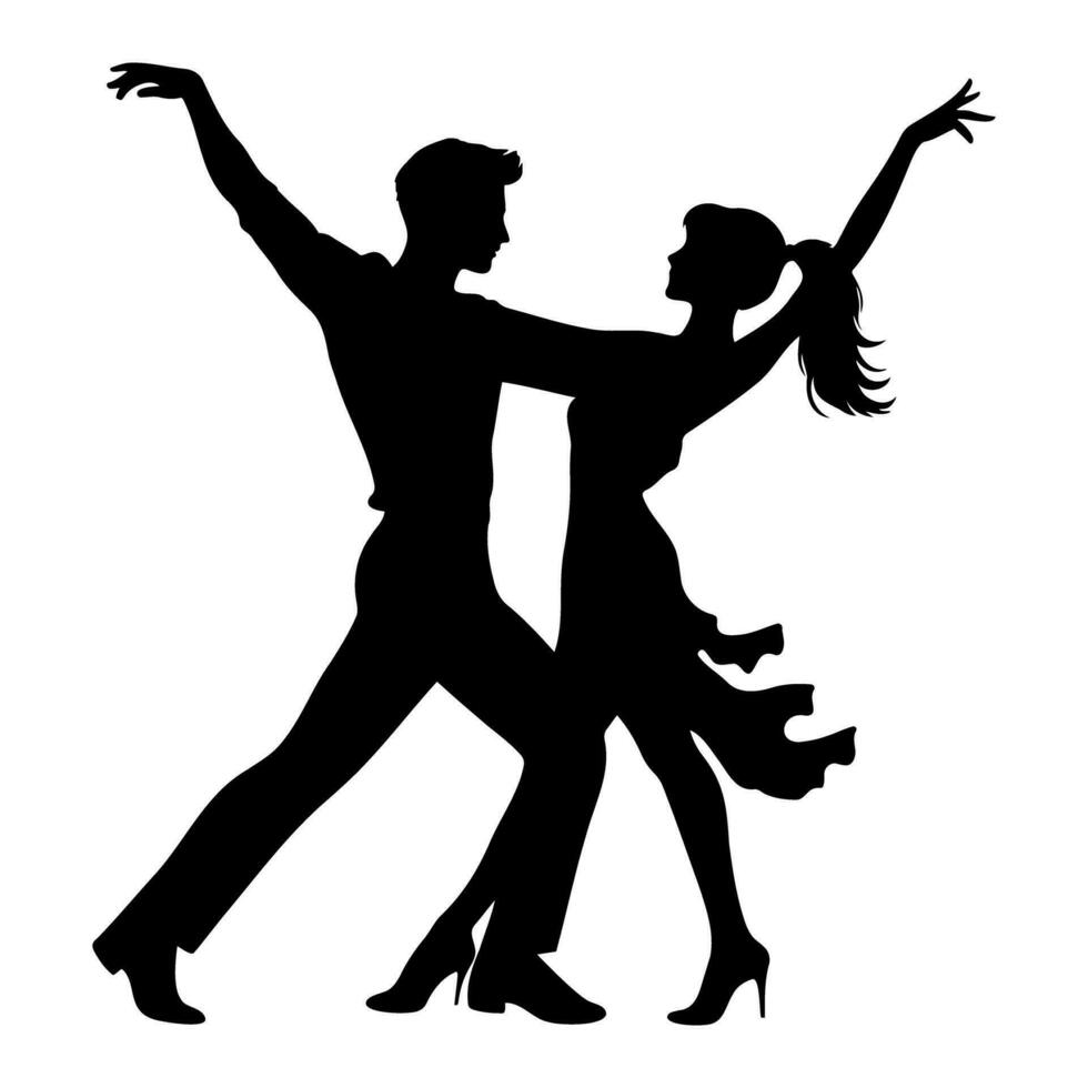 Couple dancing silhouette. Vector illustration