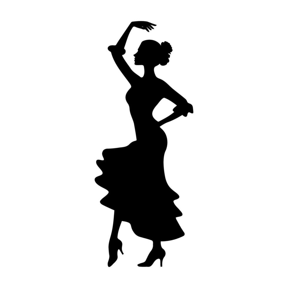 Woman Flamenco dancer silhouette. Vector illustration