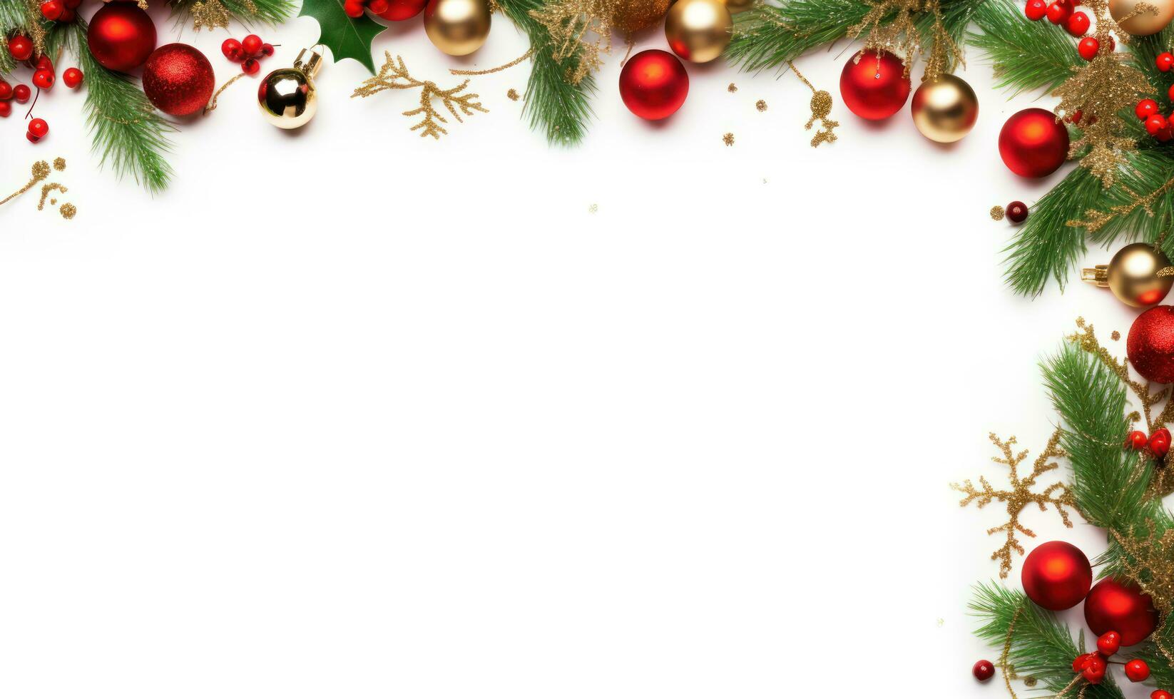 christmas frame border white background AI Generated photo