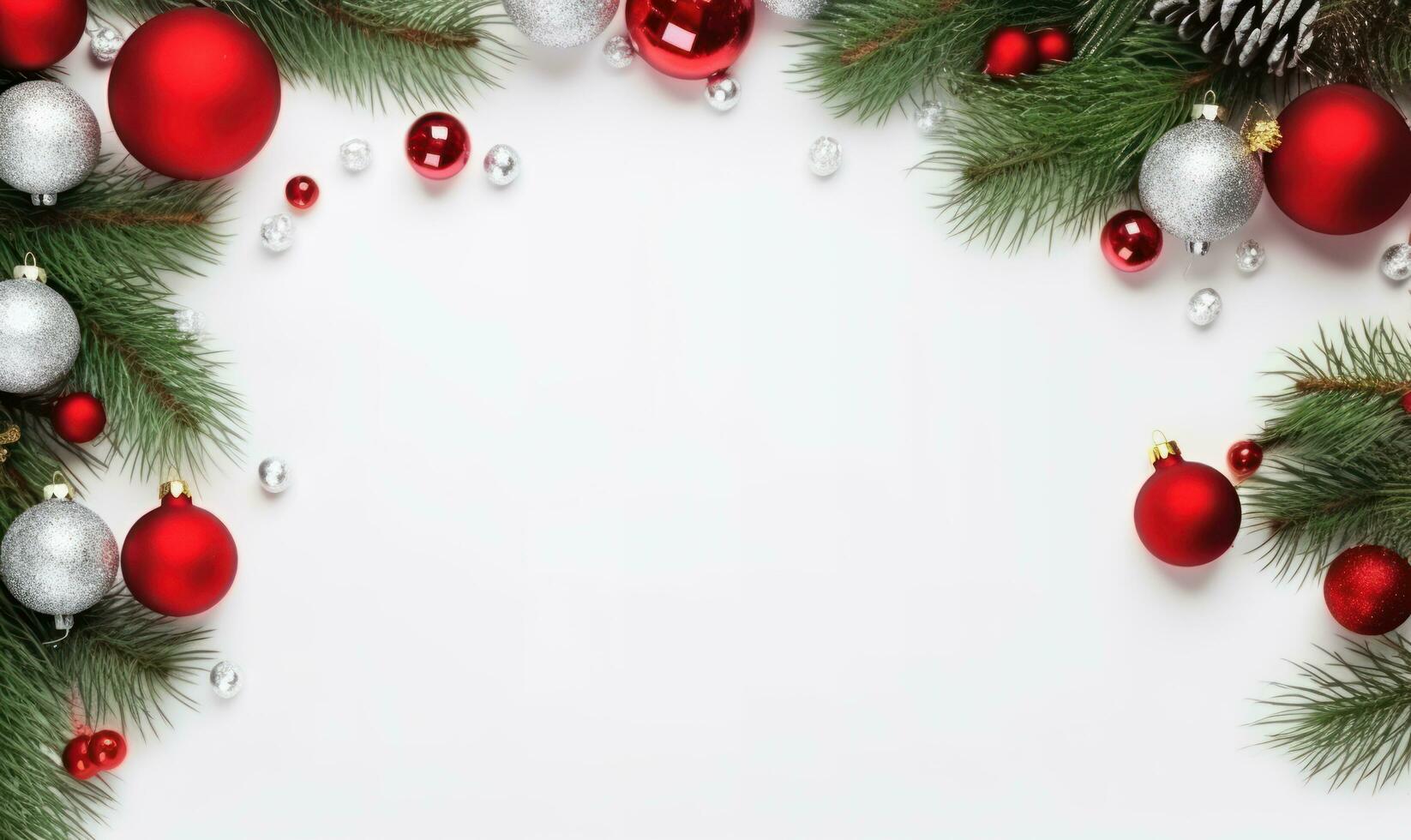 christmas frame border white background AI Generated photo