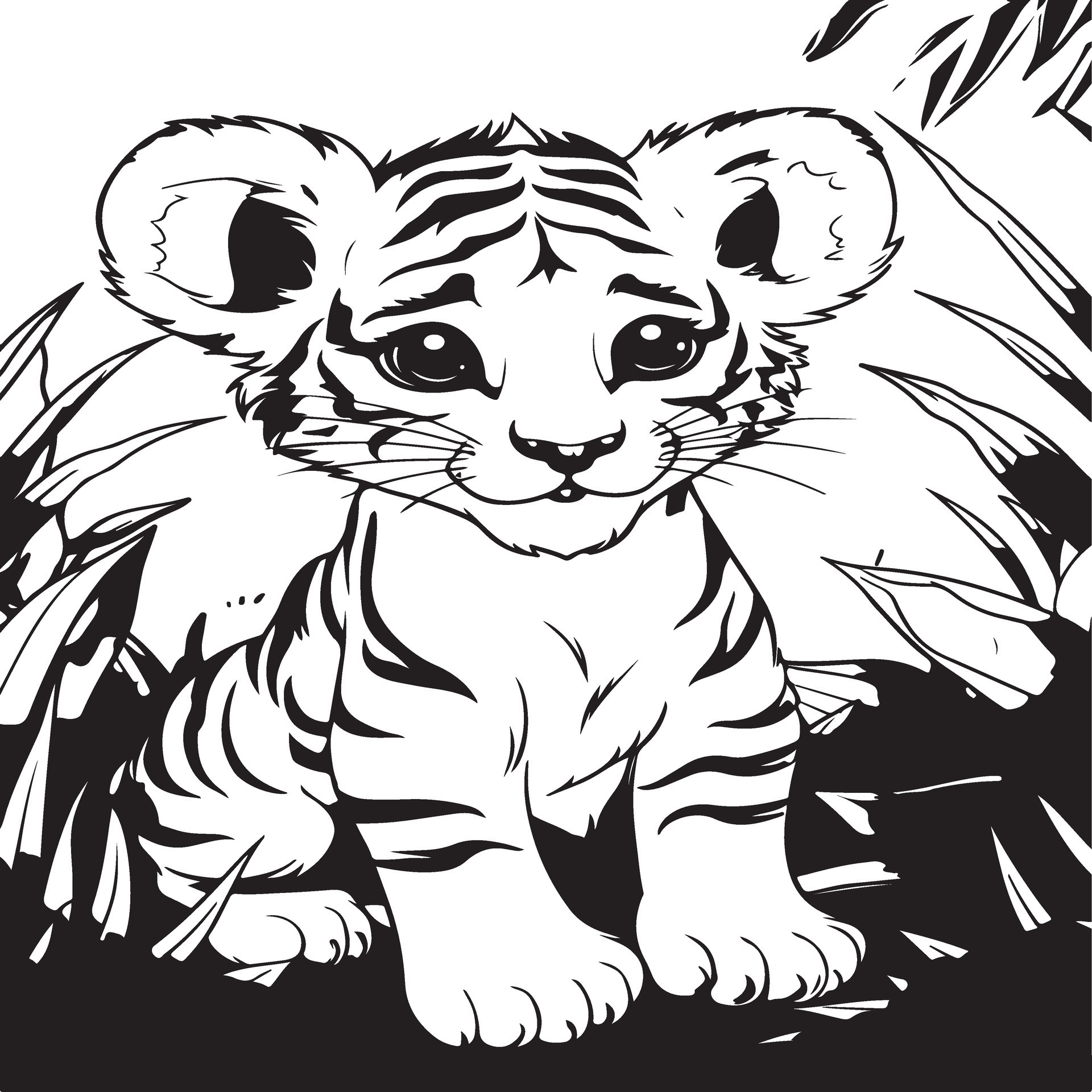 baby tiger coloring page 33056692 Vector Art at Vecteezy