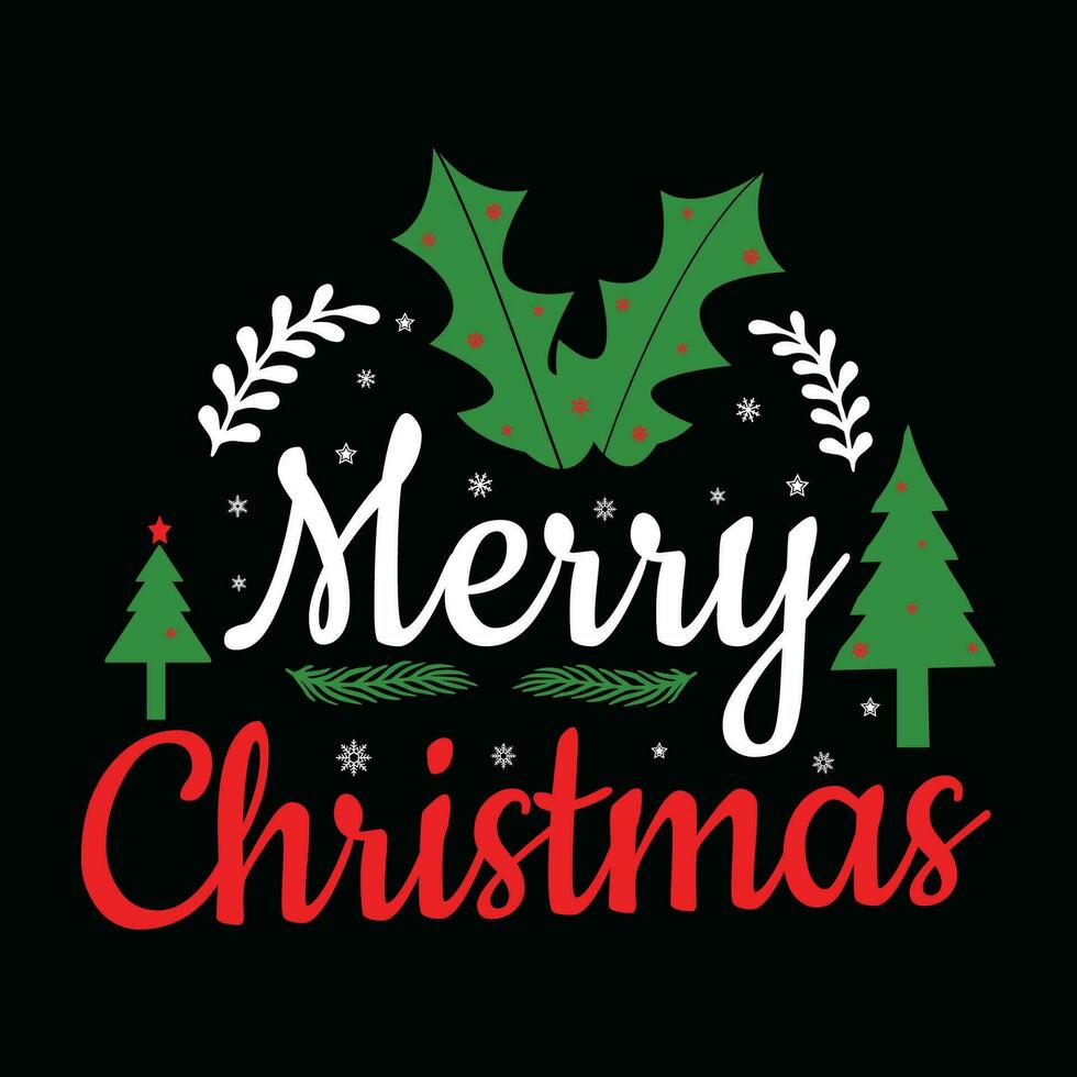 Merry Christmas Magic Tshirt Design with Festive Lettering Typography vector