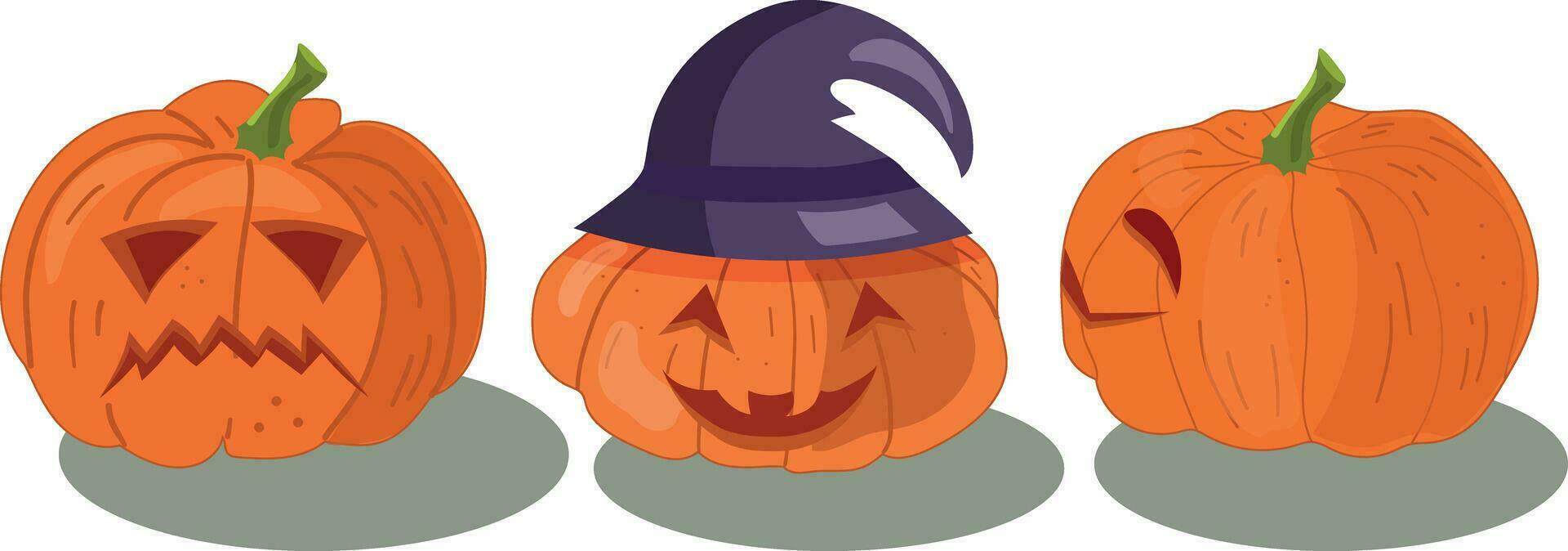 set Halloween pumpkin illustration. vector