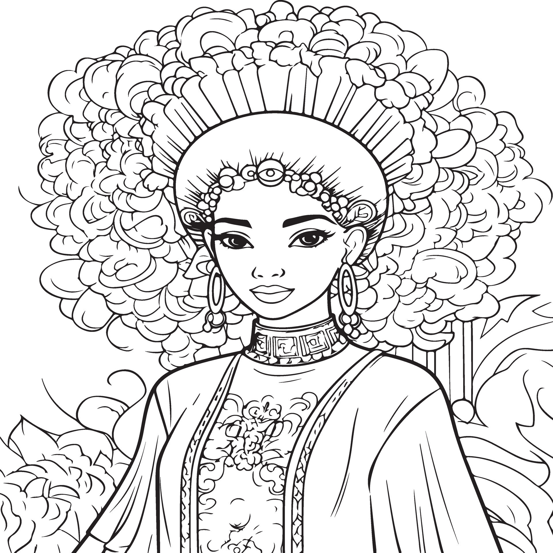 african princess coloring page 33056790 Vector Art at Vecteezy