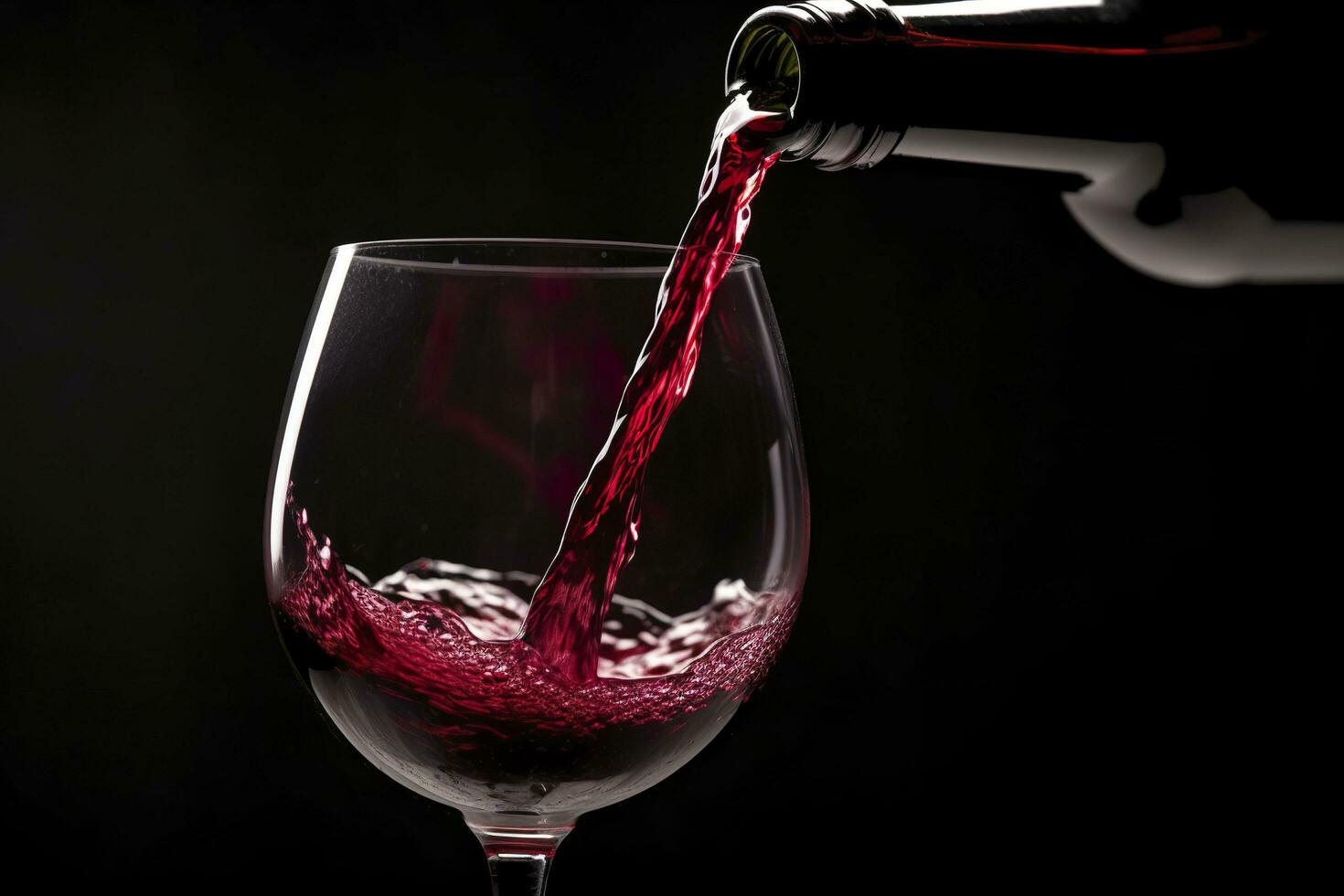 Pouring red wine into a wine glass. AI Generative photo