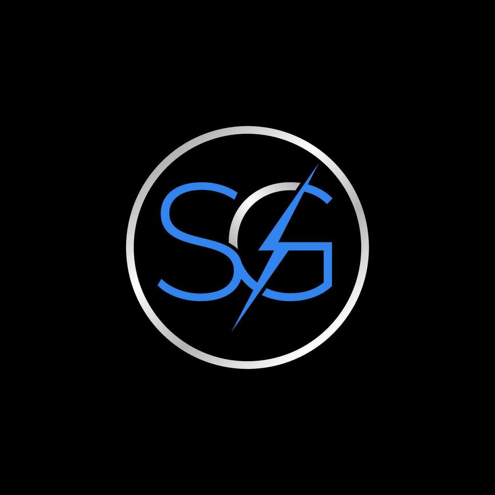 Logo design graphic concept creative abstract premium vector stock initial SG connect font with lighting electric power Related to monogram typography