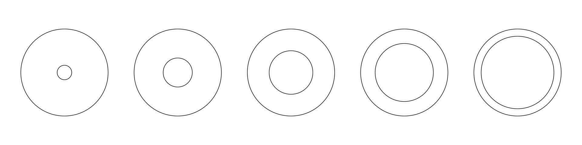 entrenamiento ruedas, vida redondo espacios en blanco. diagramas infografía colocar. circulo grafico línea Arte. gráfico iconos contorno rosquilla cartas geométrico sencillo elemento. vector ilustración.