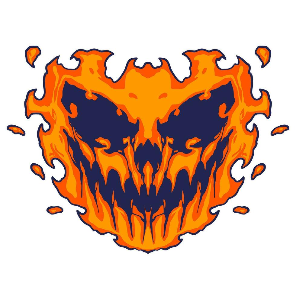 Skull Fire Halloween Illustration vector