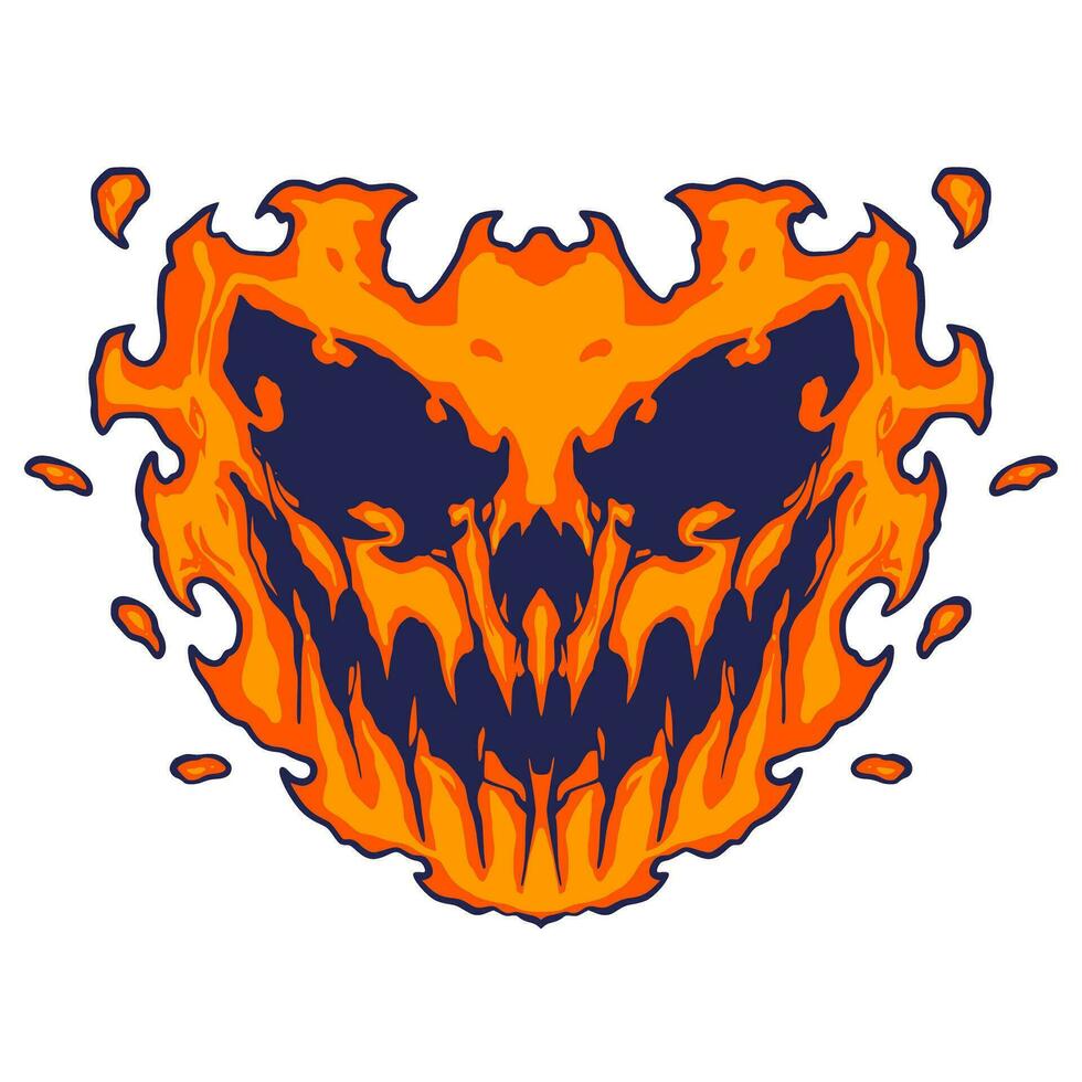 Skull Fire Halloween Illustration vector