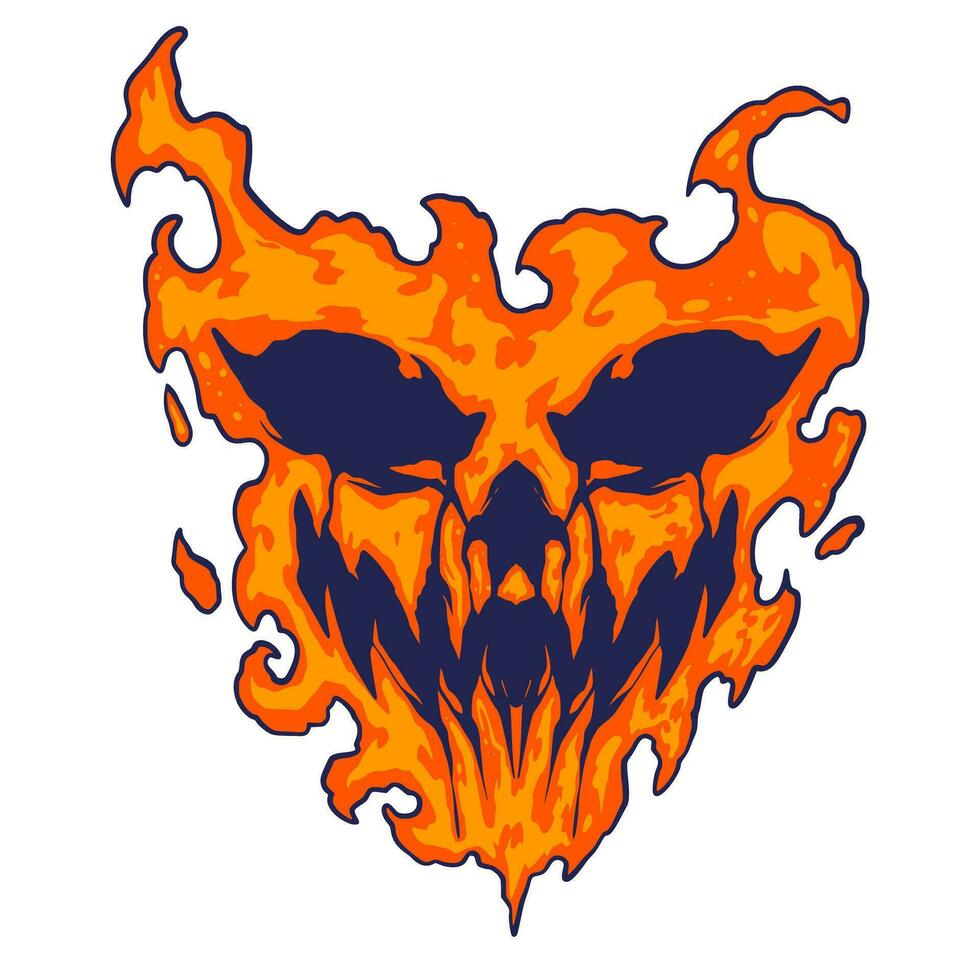 Skull Fire Halloween Illustration vector