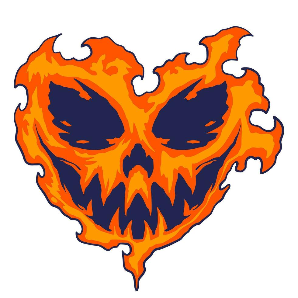 Skull Fire Halloween Illustration vector