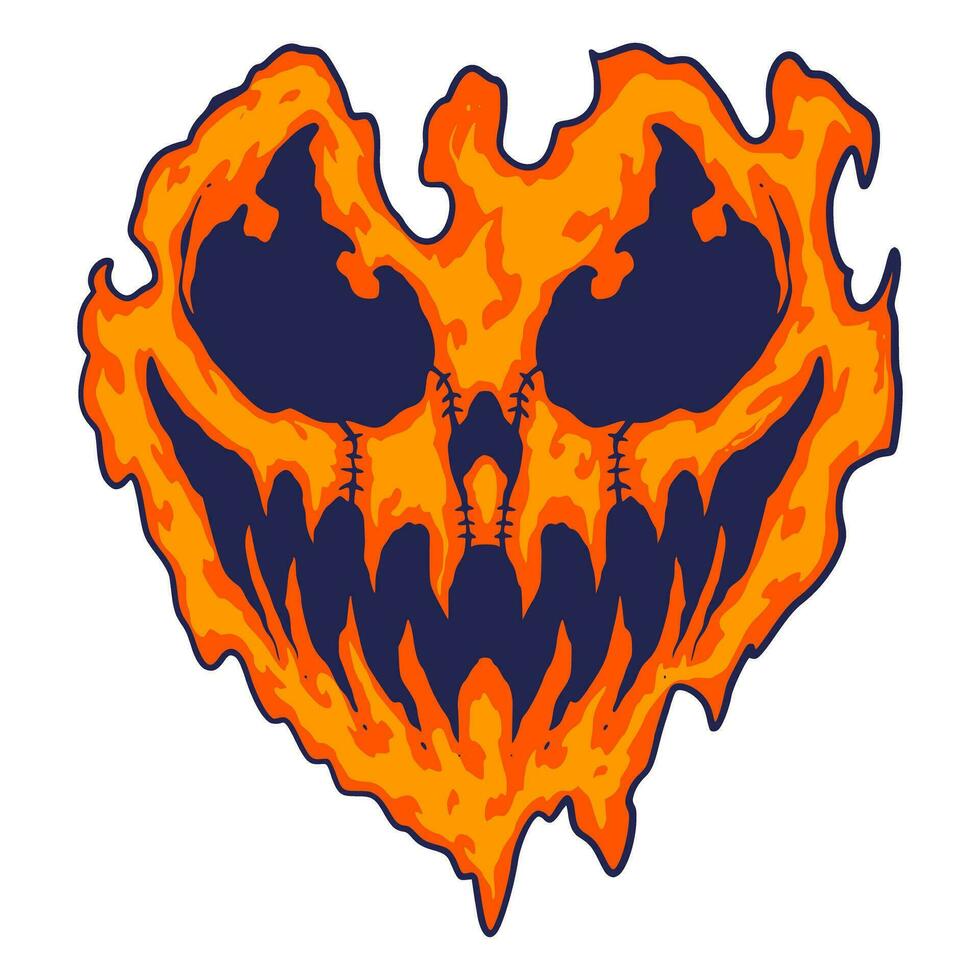 Skull Fire Halloween Illustration vector