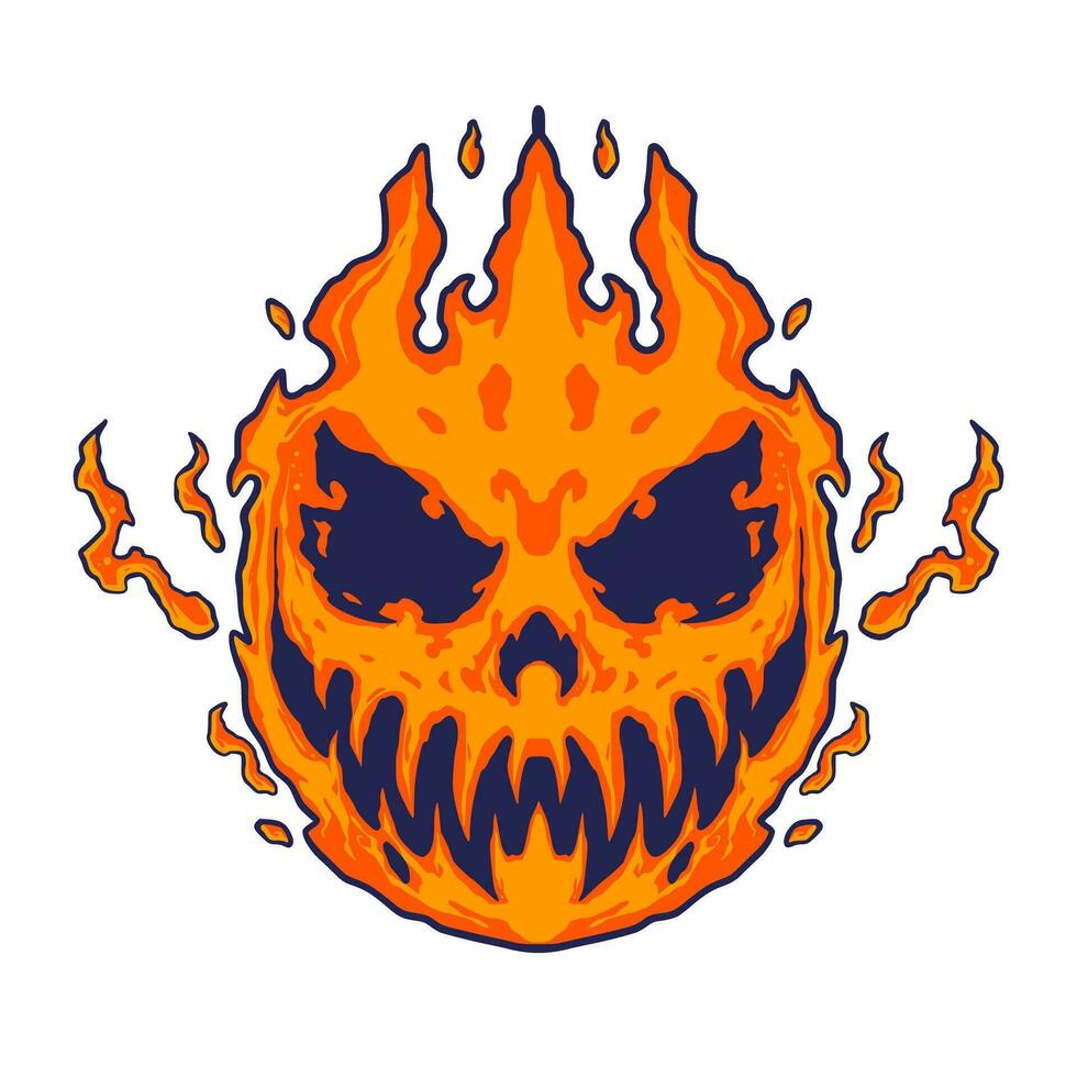 Skull Fire Halloween Illustration vector