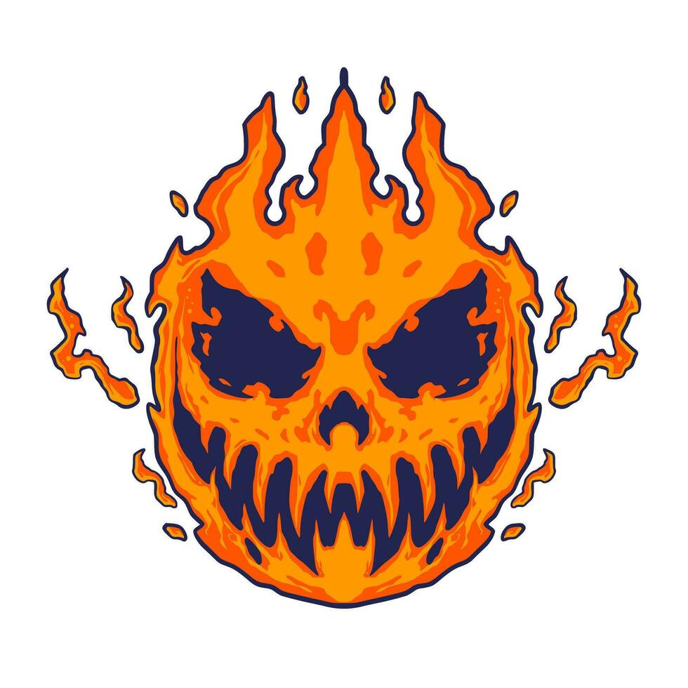 Skull Fire Halloween Illustration vector