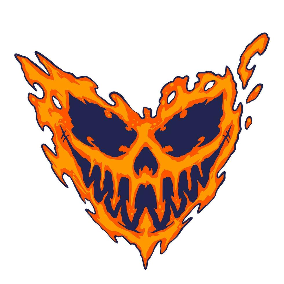 Skull Fire Halloween Illustration vector