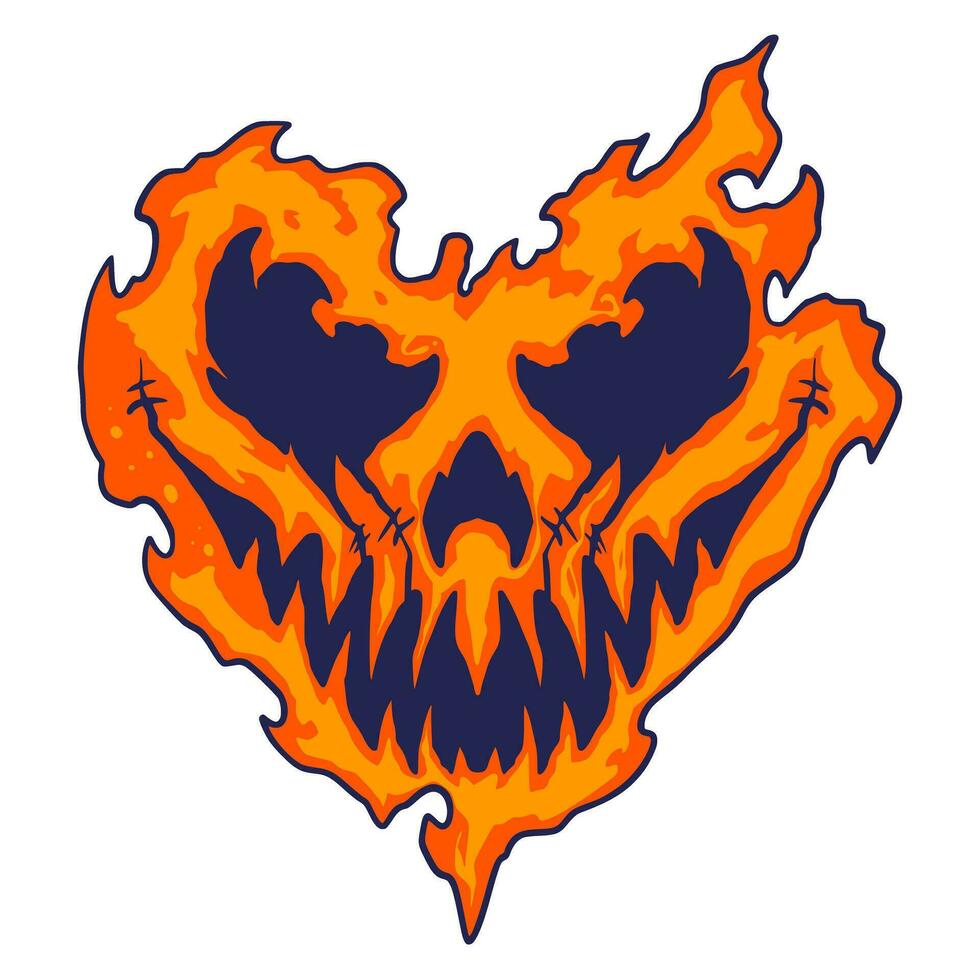 Skull Fire Halloween Illustration vector