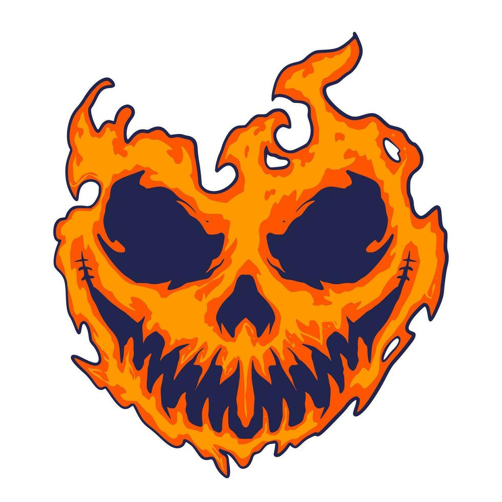 Skull Fire Halloween Illustration vector