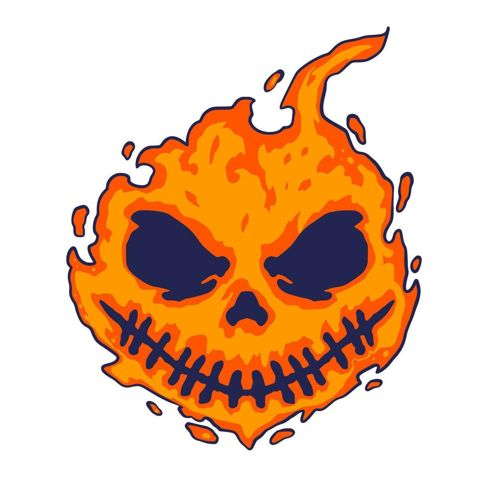 Skull Fire Halloween Illustration vector
