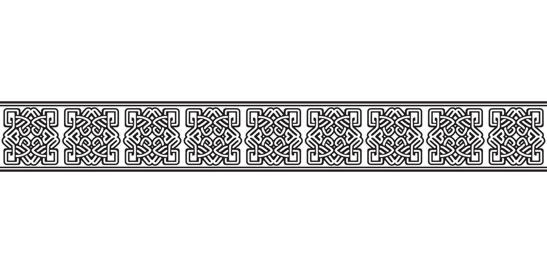 Celtic seamless ornament interlaced tape. Black ornament isolated on white background. vector