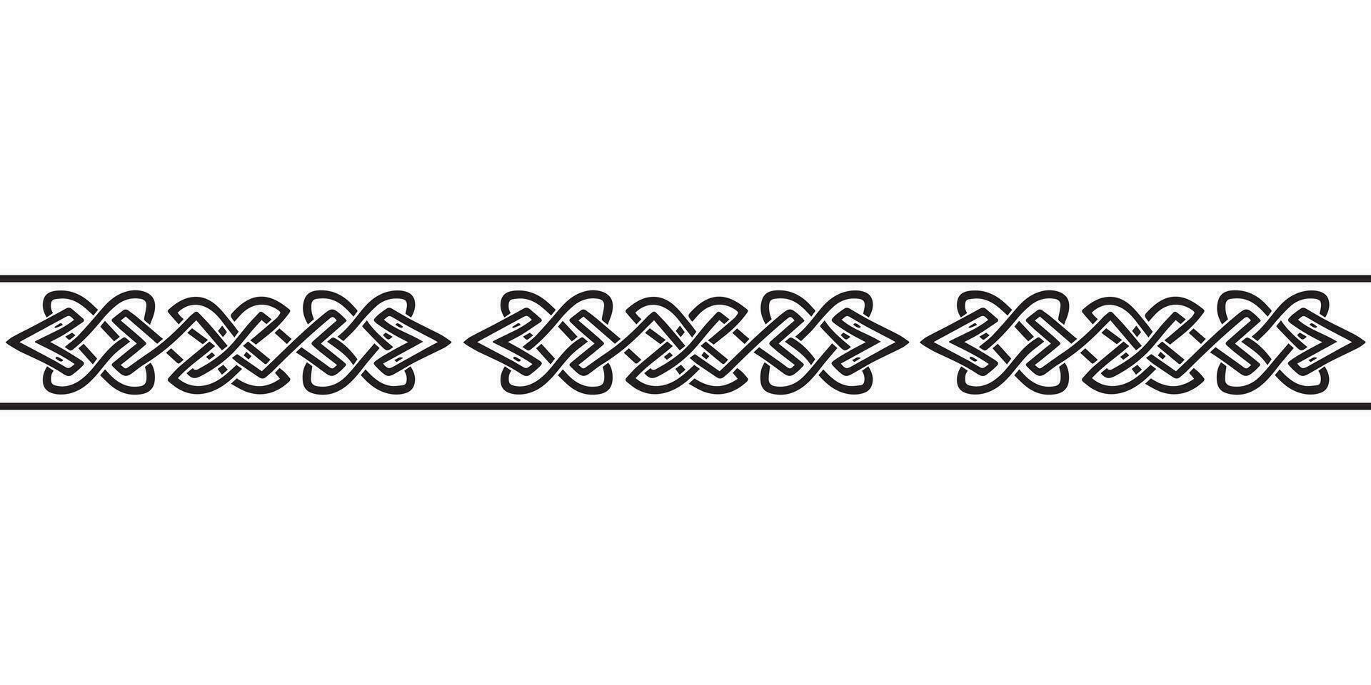 Celtic seamless ornament interlaced tape. Black ornament isolated on white background. vector