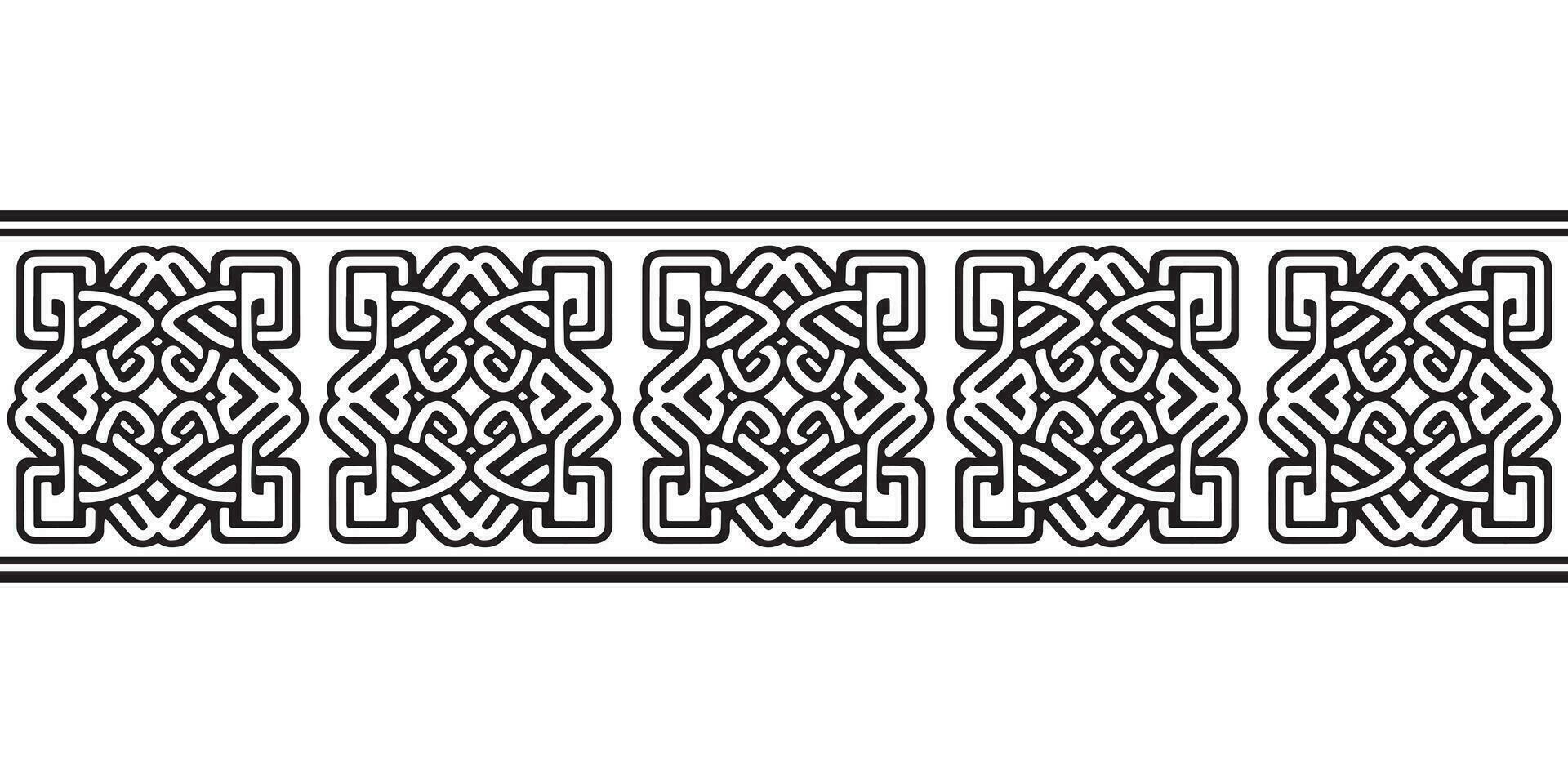 Celtic seamless ornament interlaced tape. Black ornament isolated on white background. vector