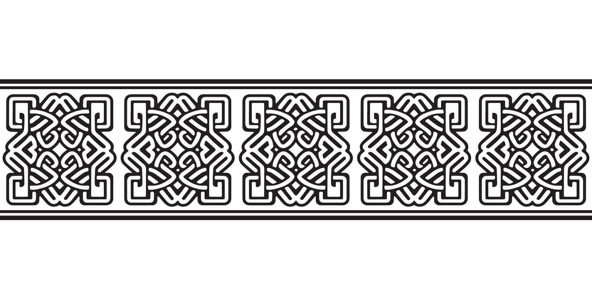 Celtic seamless ornament interlaced tape. Black ornament isolated on white background. vector