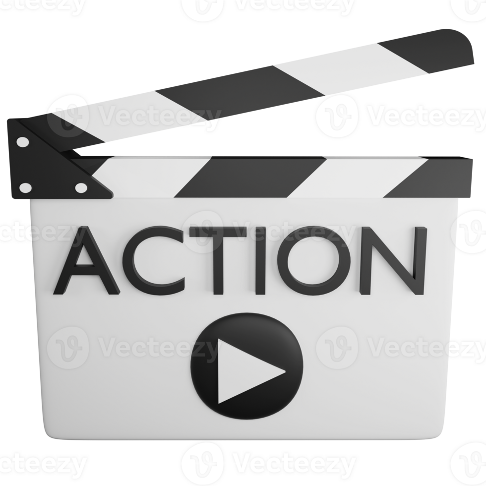 Movie clapperboard clipart flat design icon isolated on transparent background, 3D render entertainment and movie concept 2 png