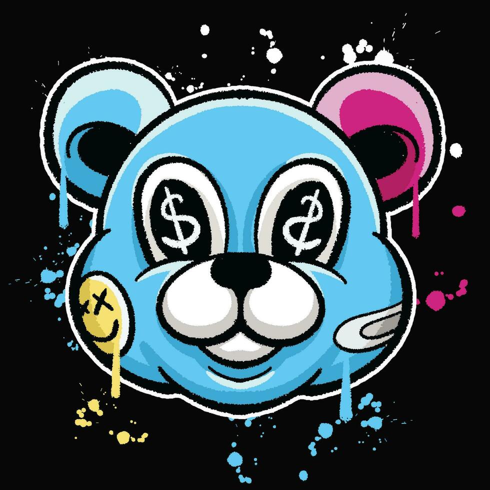 vector graffiti hand drawn  bear designs for streetwear illustration