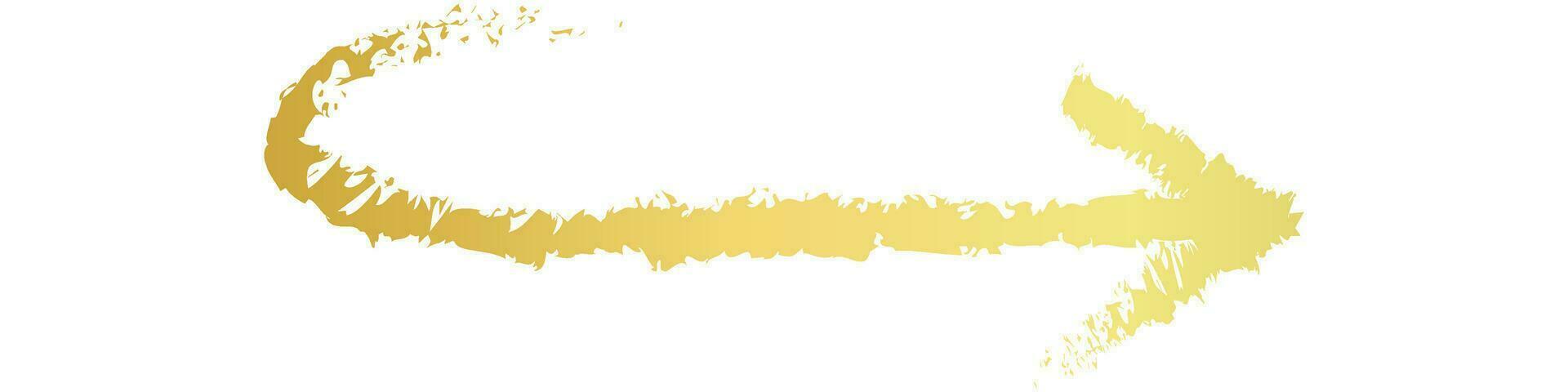 Golden arrow pointing to the right, watercolor, brush paint vector