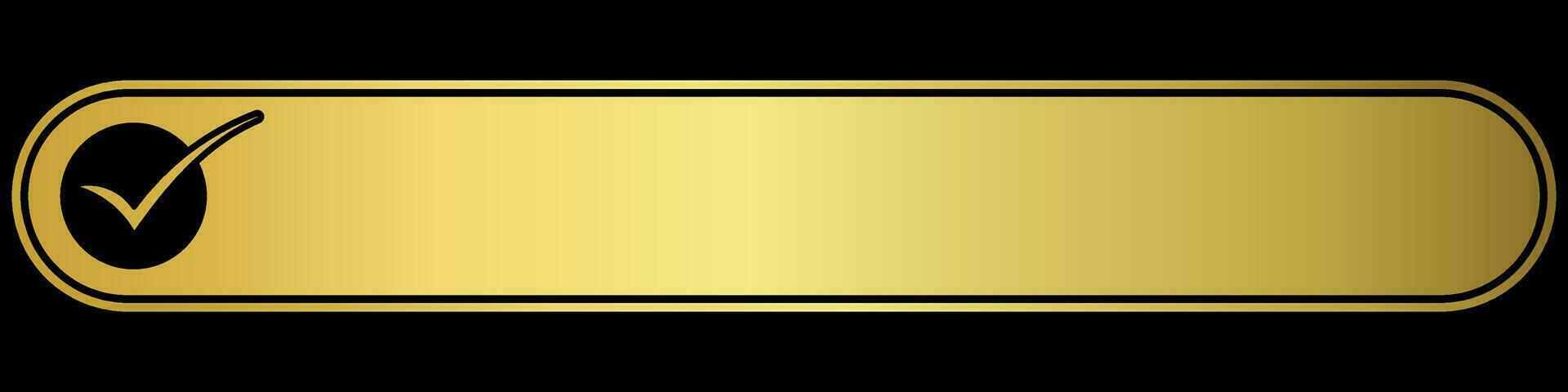 Golden check mark icon, gold certification seal vector