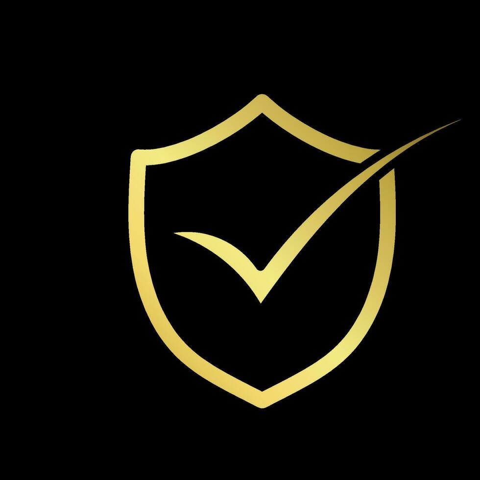 golden check mark icon shield gold certification seal vector