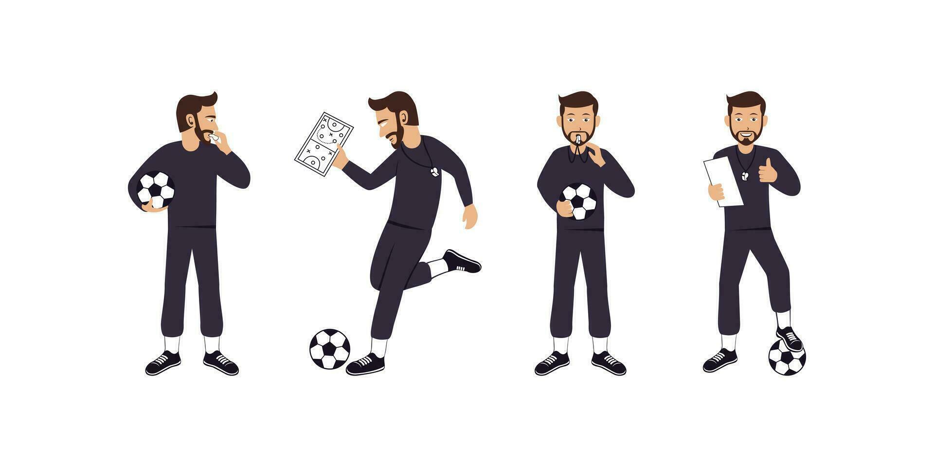 fútbol entrenador personaje diseño ilustración vector