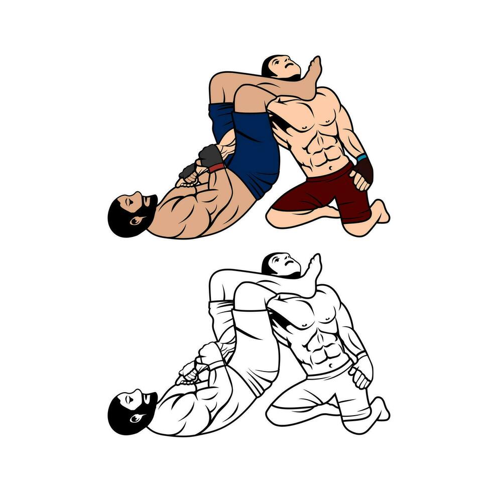 Mixed Martial Arts Cartoon Character Design Illustration vector