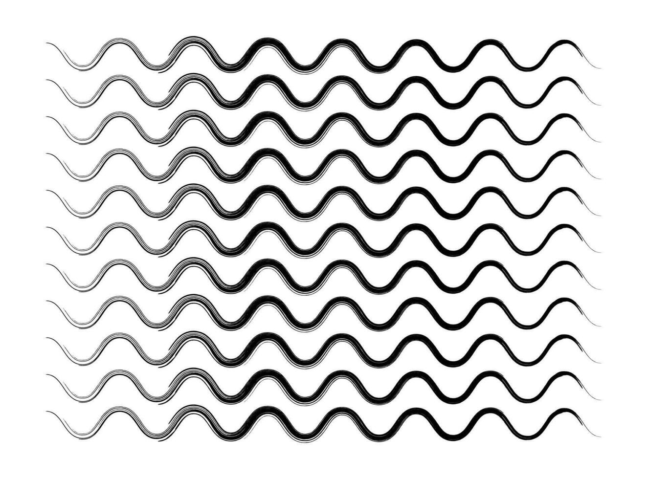 Thin wavy grunge brushes lines with a seamless pattern. Repeatable wavy zigzag lines vector pattern.