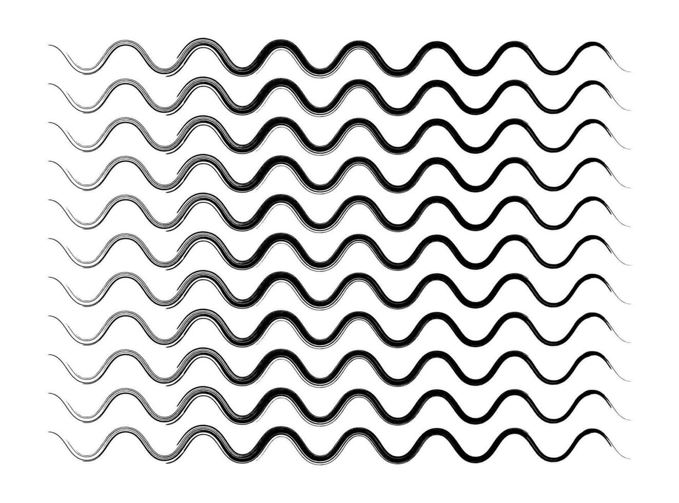 Thin wavy grunge brushes lines with a seamless pattern. Repeatable wavy zigzag lines vector pattern.