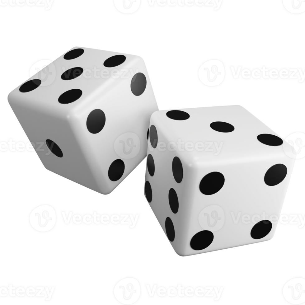 Double dice clipart flat design icon isolated on transparent background, 3D render entertainment and board game concept png