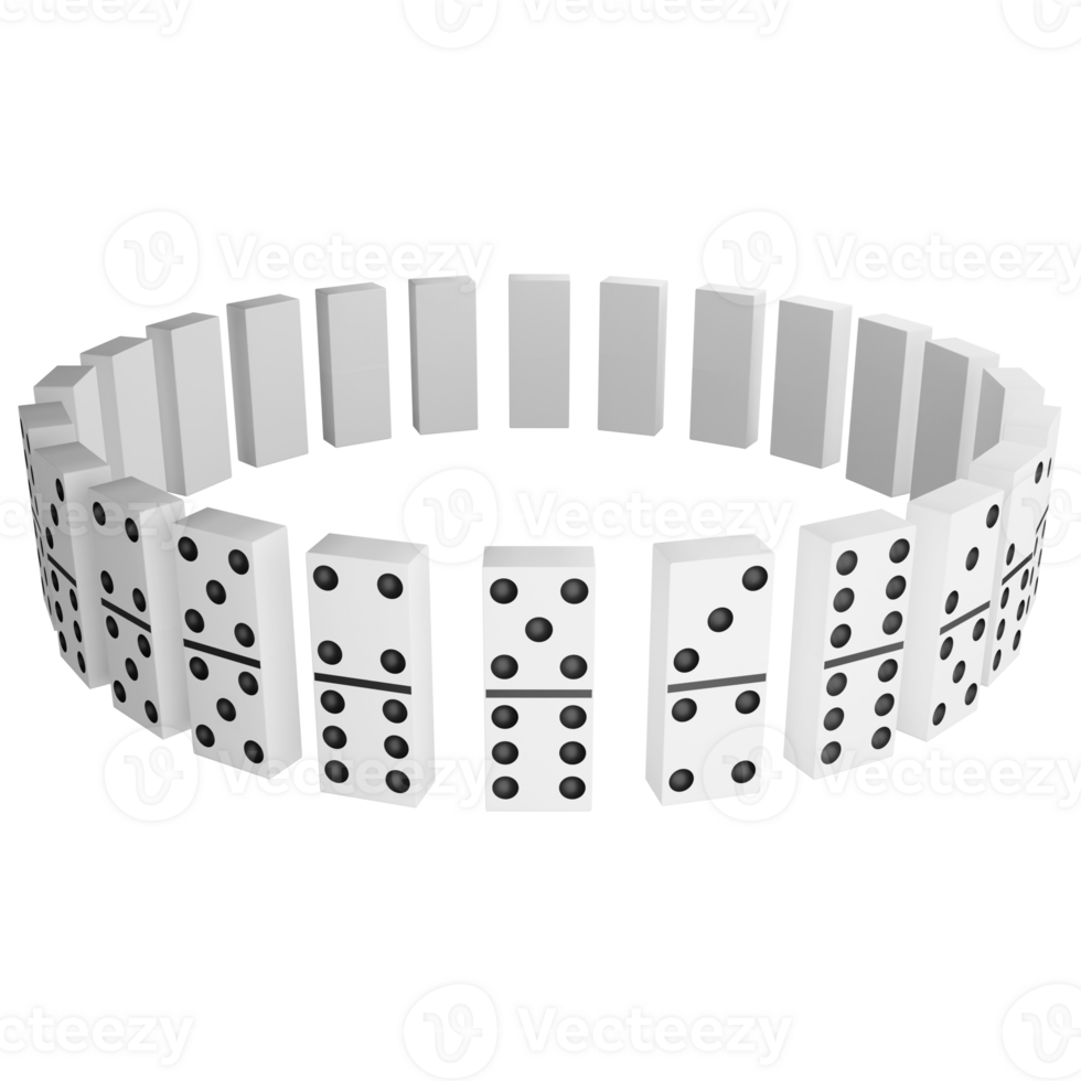 Circle of dominoes clipart flat design icon isolated on transparent background, 3D render entertainment and toy concept png