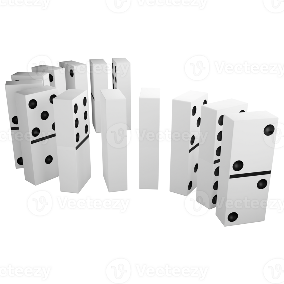 Domino effect clipart flat design icon isolated on transparent background, 3D render entertainment and toy concept png
